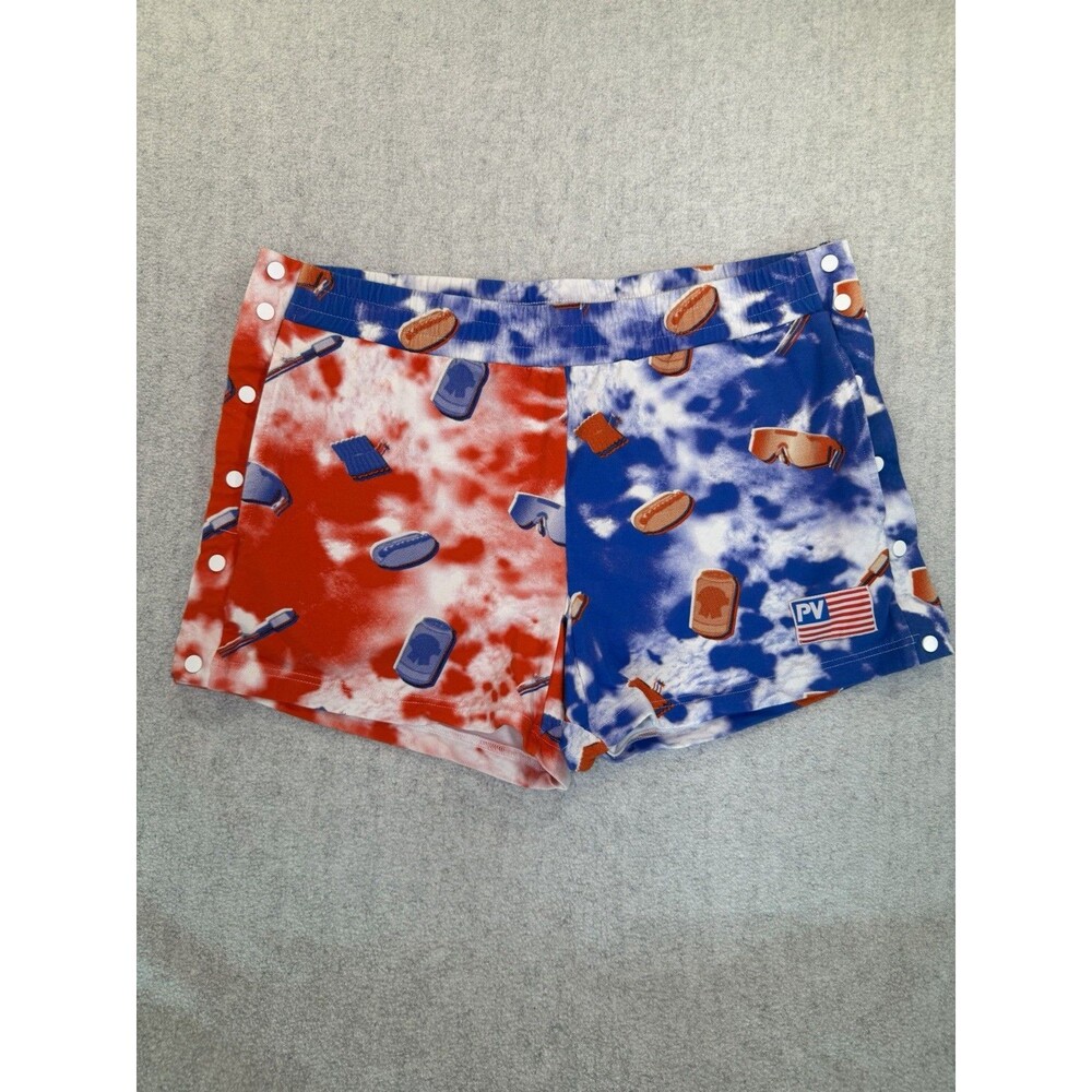 Pit Viper Shorts Men's XL Red White Blue Tie-Dye USA Tear-away BBQ